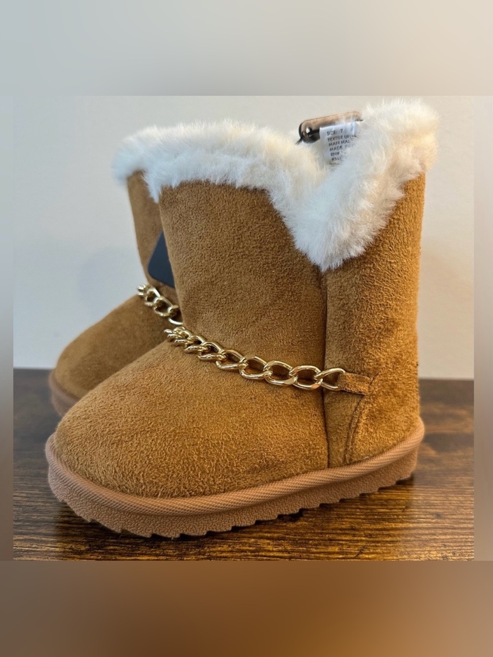Bebe Girls Cognac Faux Fur Toddler Boots NWT Size toddler 7